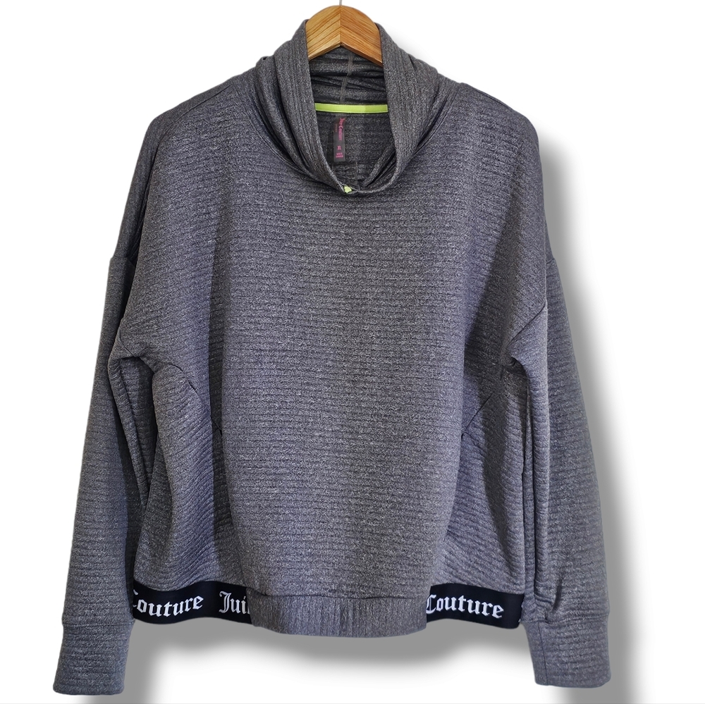 Juicy Couture Sport Athletic Pullover Sweatshirt Womens Size XL Gray Mock Neck‎